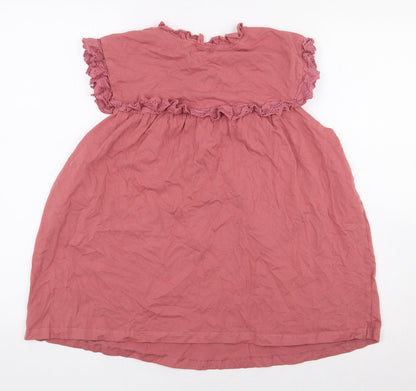 George Womens Pink 100% Cotton Basic Blouse Size 14 Round Neck