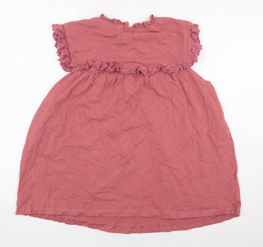 George Womens Pink 100% Cotton Basic Blouse Size 14 Round Neck