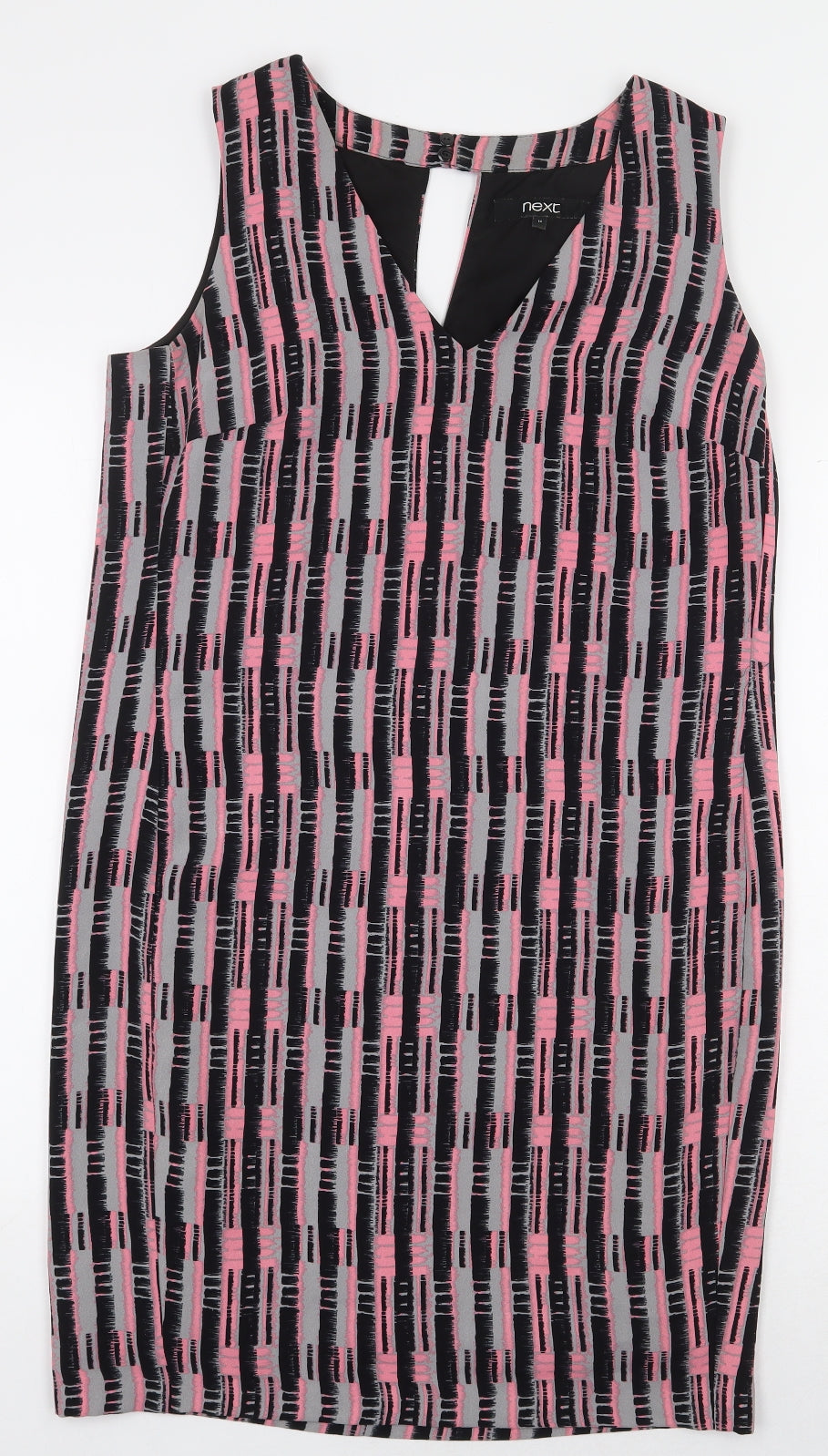 NEXT Womens Multicoloured Geometric Polyester Pencil Dress Size 10 V-Neck Zip