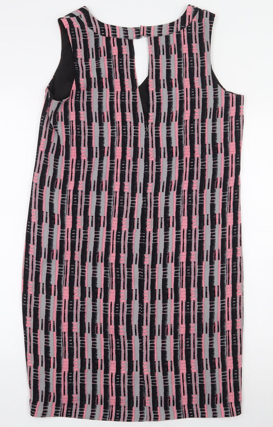 NEXT Womens Multicoloured Geometric Polyester Pencil Dress Size 10 V-Neck Zip