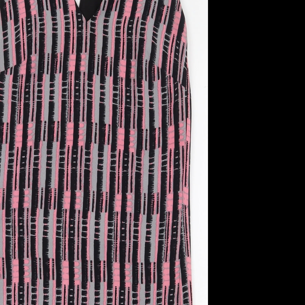 NEXT Womens Multicoloured Geometric Polyester Pencil Dress Size 10 V-Neck Zip