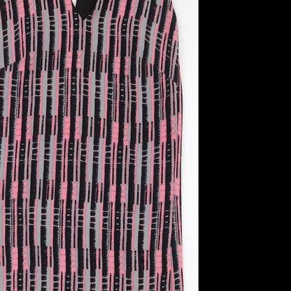 NEXT Womens Multicoloured Geometric Polyester Pencil Dress Size 10 V-Neck Zip