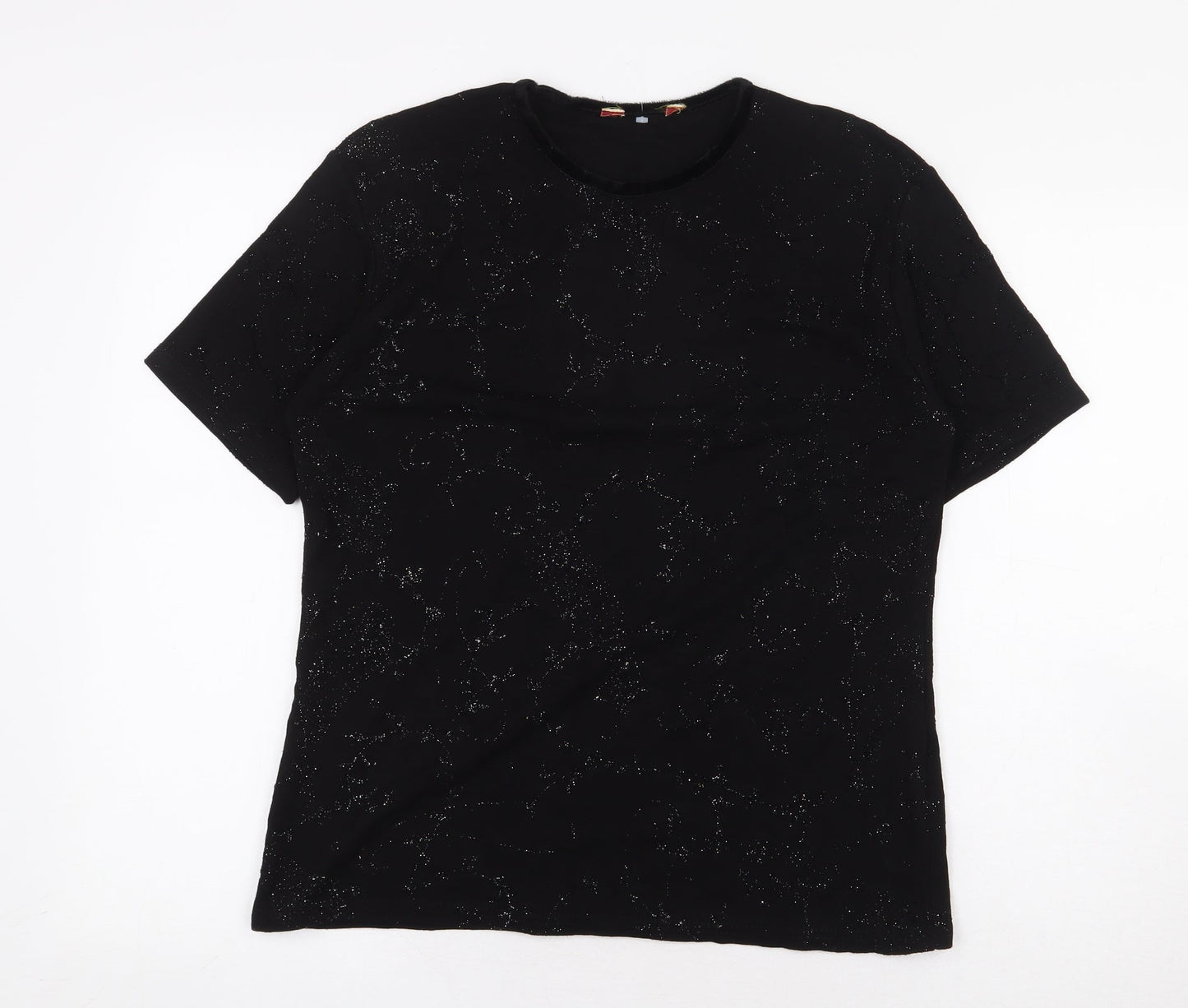 Womens UK Size L Preworn Black Basic T-Shirt