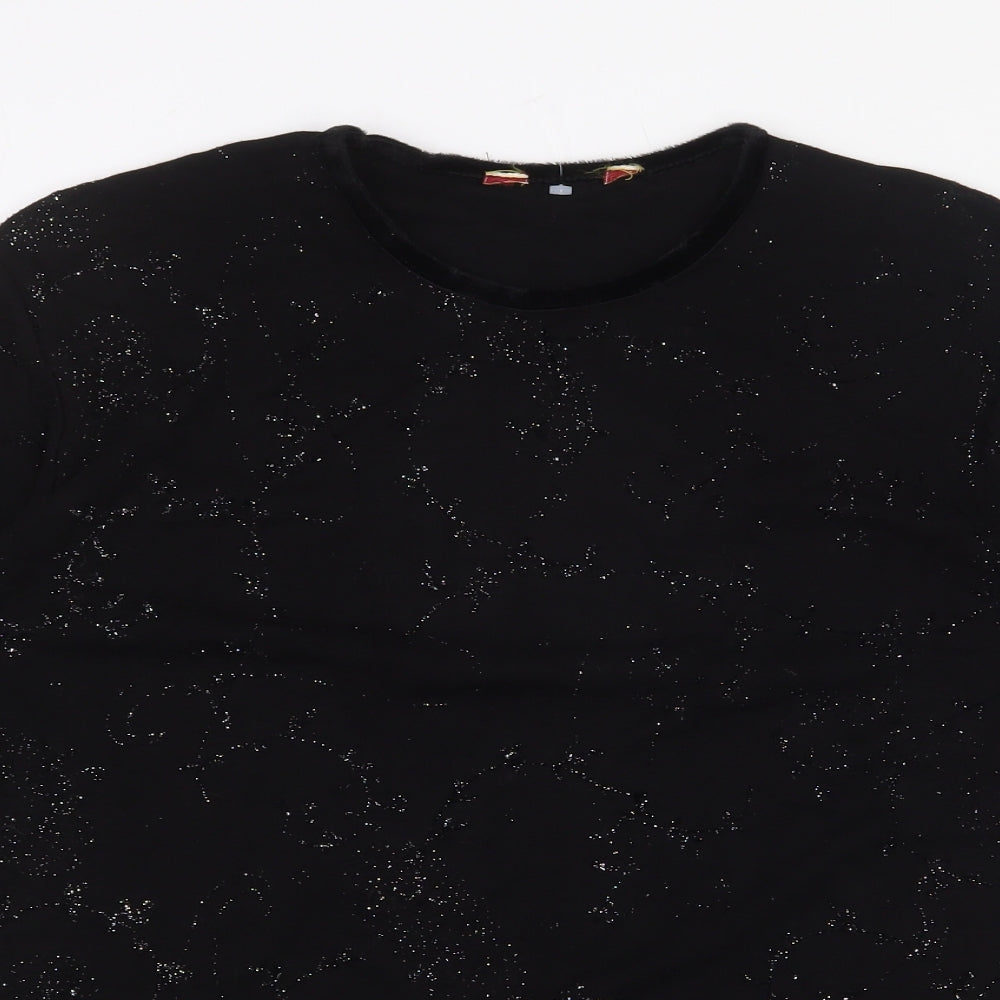 Womens UK Size L Preworn Black Basic T-Shirt