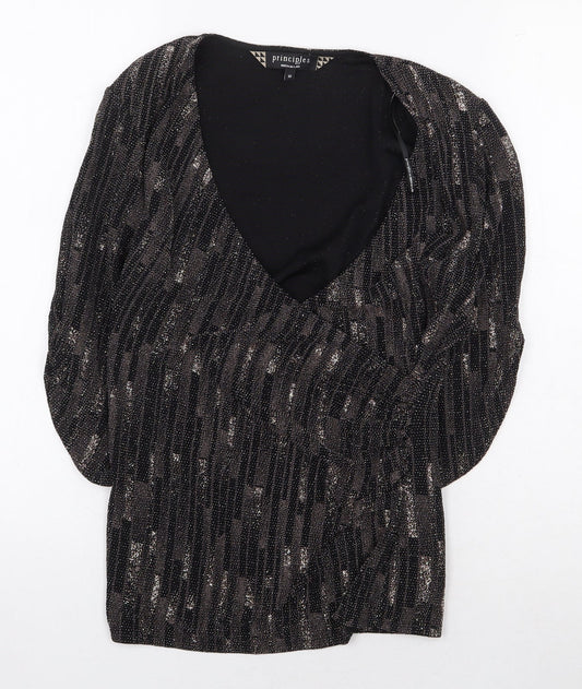 Womens UK Size 10 Principles Brown Basic Blouse