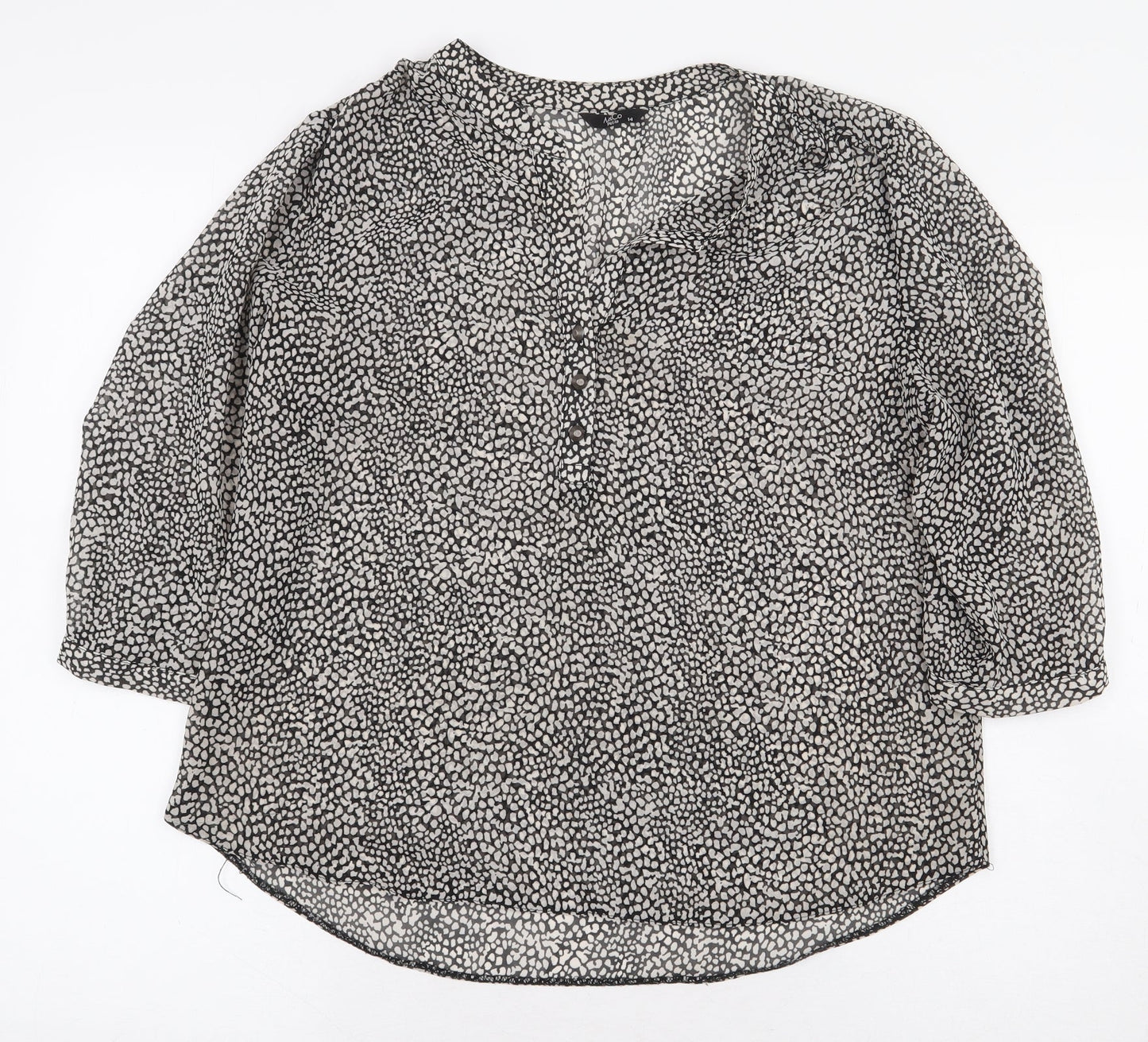 Womens UK Size 14 M&Co Grey Basic Blouse