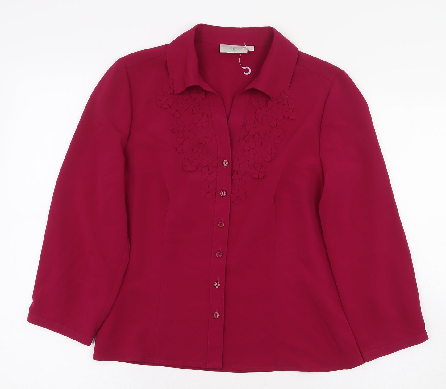 CC Womens Purple Polyester Basic Button-Up Size 10 Collared