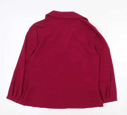 CC Womens Purple Polyester Basic Button-Up Size 10 Collared