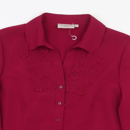 CC Womens Purple Polyester Basic Button-Up Size 10 Collared