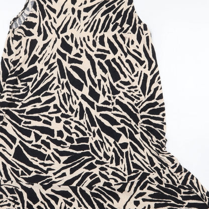 H&M Womens Black Animal Print Viscose Tank Dress Size S Scoop Neck Pullover