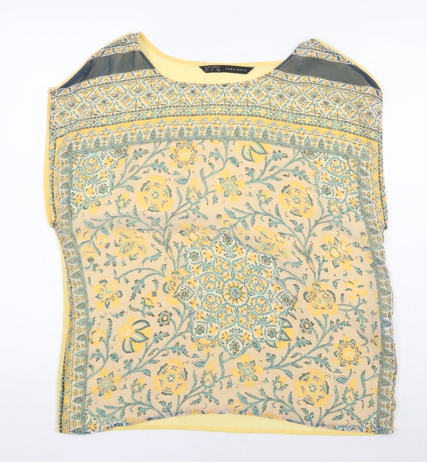 Womens UK Size M Zara Yellow Basic Blouse