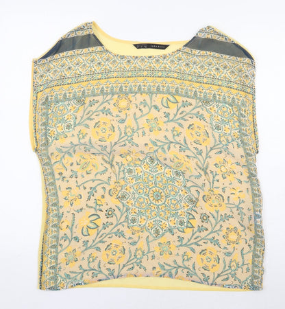 Womens UK Size M Zara Yellow Basic Blouse