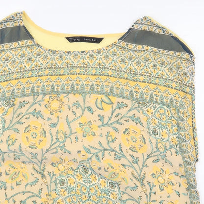 Womens UK Size M Zara Yellow Basic Blouse
