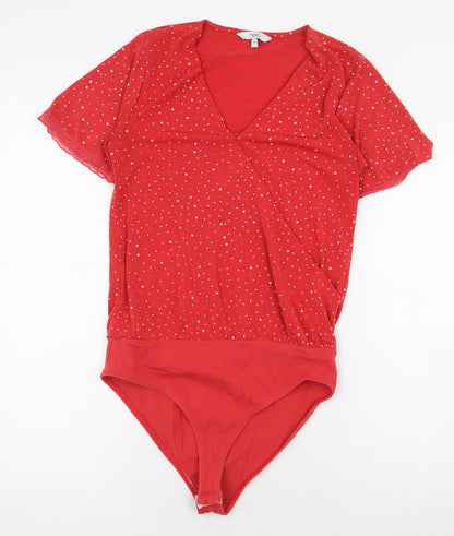 NEXT Womens Red Polka Dot Polyester Bodysuit One-Piece Size 6 Snap