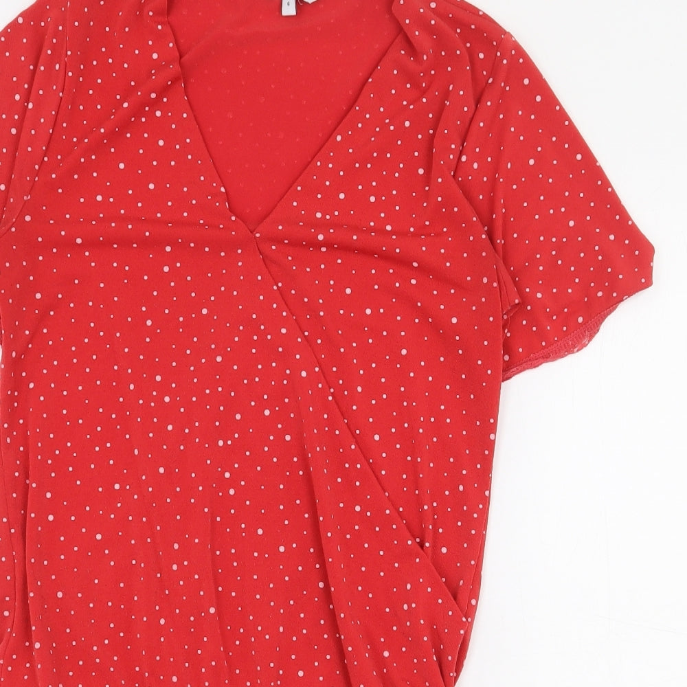 NEXT Womens Red Polka Dot Polyester Bodysuit One-Piece Size 6 Snap