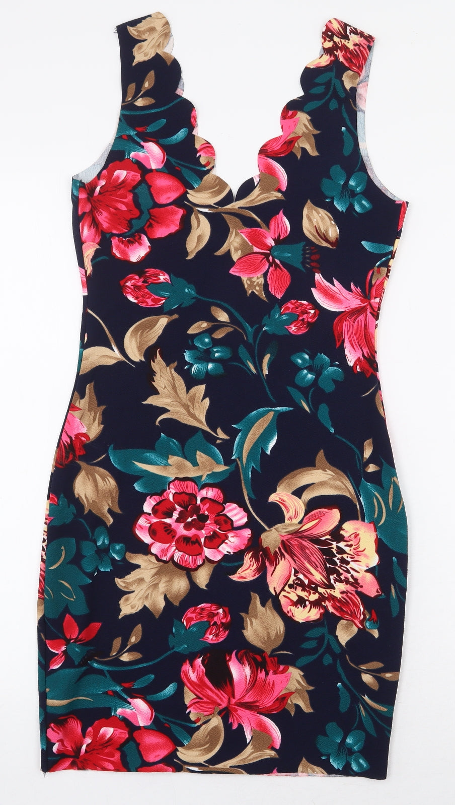 SheIn Womens Multicoloured Floral Polyester Mini Size XS V-Neck Pullover