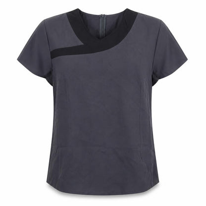 Paris Womens Grey Polyester Basic Blouse Size 16 V-Neck