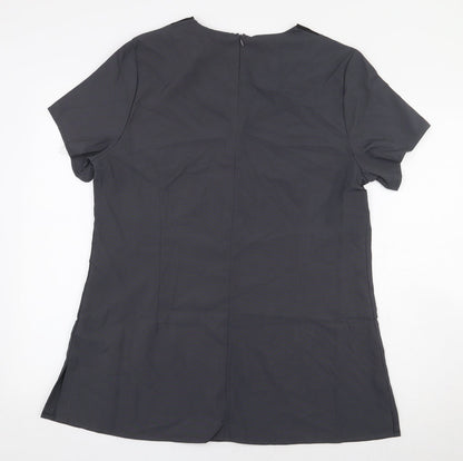 Paris Womens Grey Polyester Basic Blouse Size 16 V-Neck