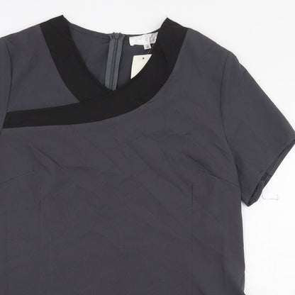 Paris Womens Grey Polyester Basic Blouse Size 16 V-Neck