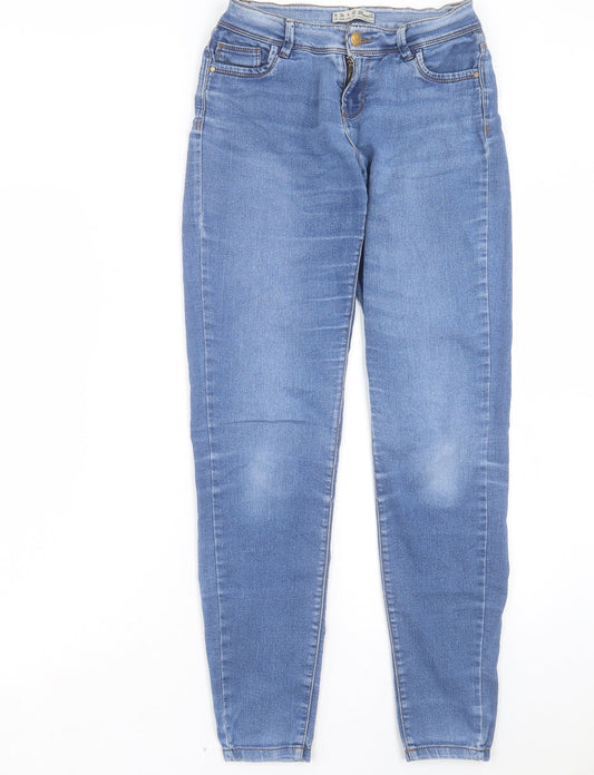 Denim & Co. Womens Blue Cotton Skinny Jeans Size 8 L29 in Regular Button