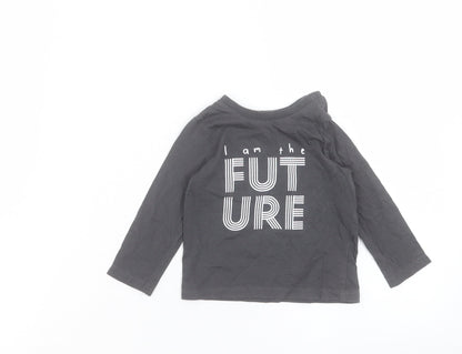 F&F Boys Grey Cotton Basic Casual Size 3-6 Months Crew Neck Button - I am the Future