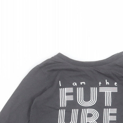 F&F Boys Grey Cotton Basic Casual Size 3-6 Months Crew Neck Button - I am the Future