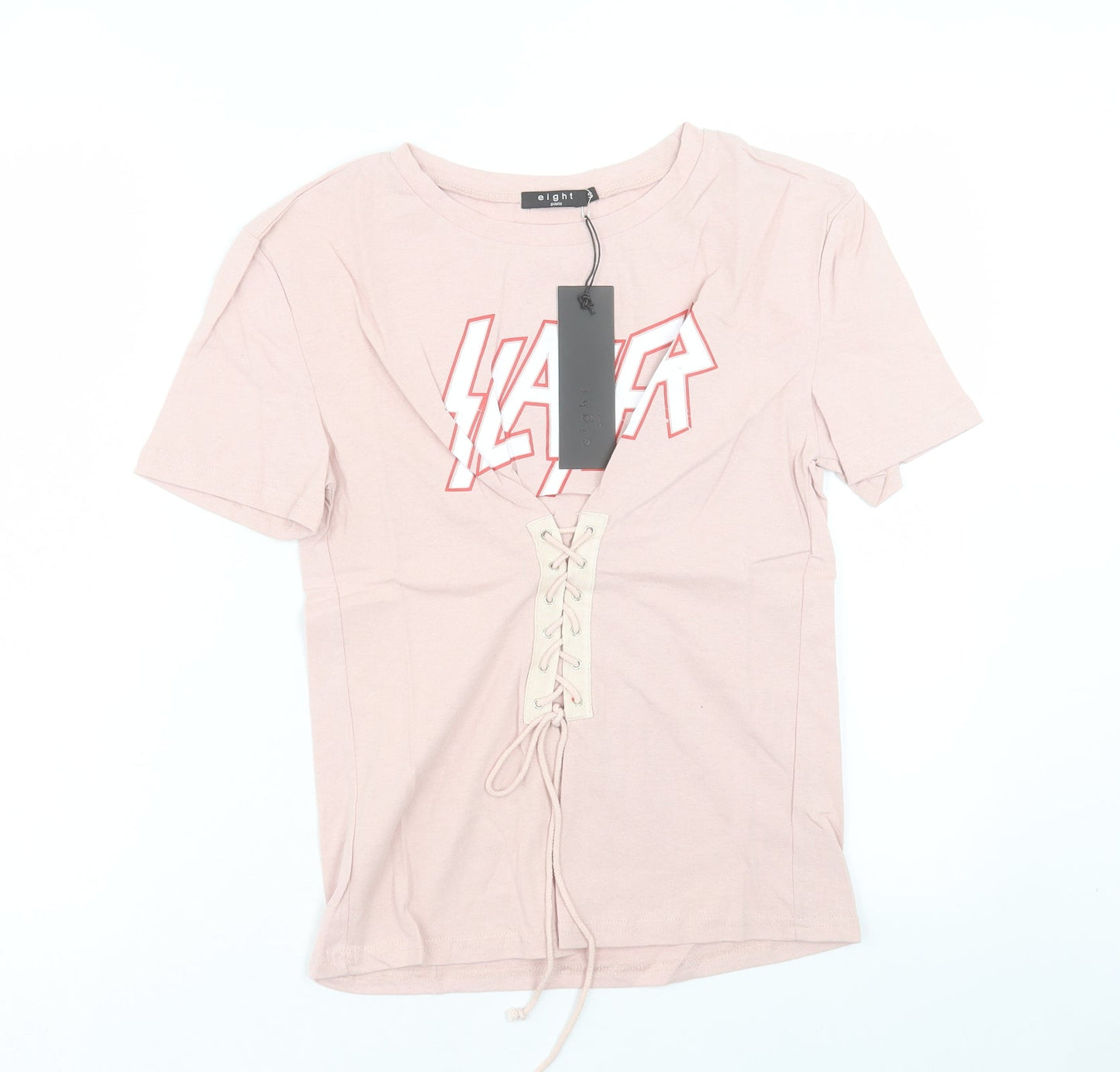 Womens UK Size S eight Pink Basic T-Shirt