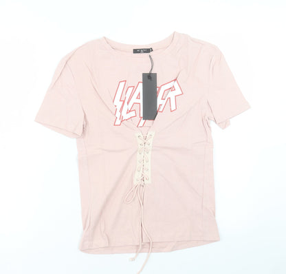 Womens UK Size S eight Pink Basic T-Shirt