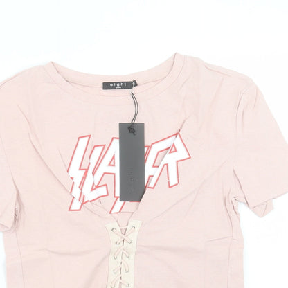 Womens UK Size S eight Pink Basic T-Shirt