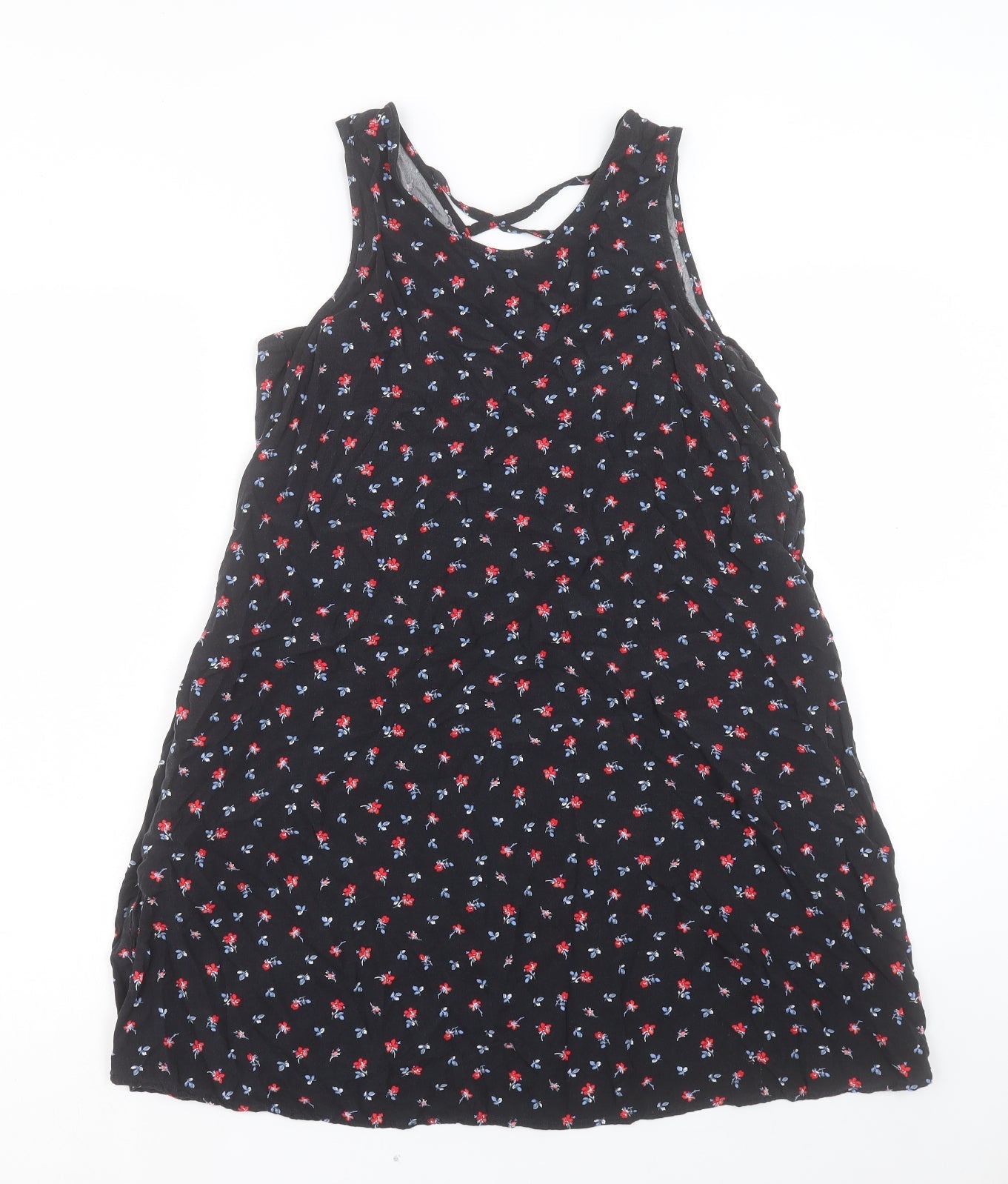 Gap Womens Black Floral Viscose A-Line Size S V-Neck Pullover