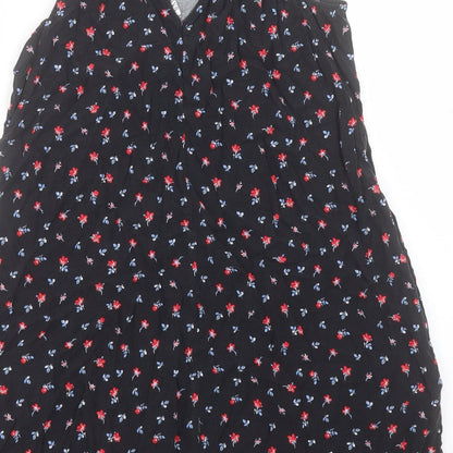 Gap Womens Black Floral Viscose A-Line Size S V-Neck Pullover