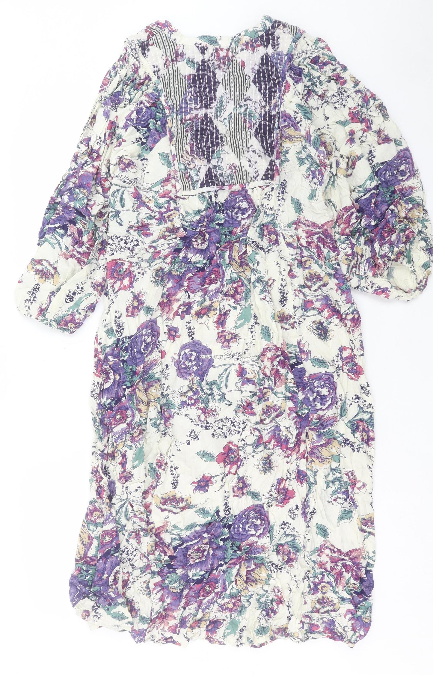 River Island Womens Purple Floral Viscose A-Line Size XS V-Neck Pullover