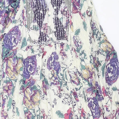 River Island Womens Purple Floral Viscose A-Line Size XS V-Neck Pullover