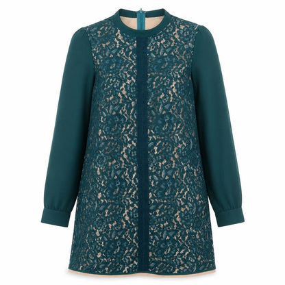 Oasis Womens Green Cotton A-Line Size 8 Crew Neck Zip