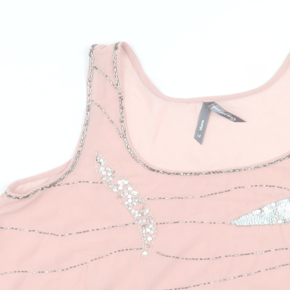 Influence Womens Pink Polyester Basic Tank Size 12 Scoop Neck