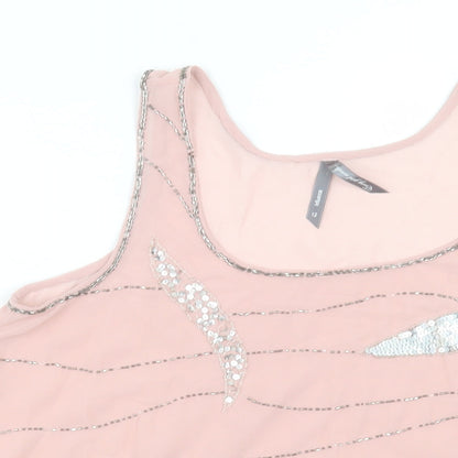 Influence Womens Pink Polyester Basic Tank Size 12 Scoop Neck