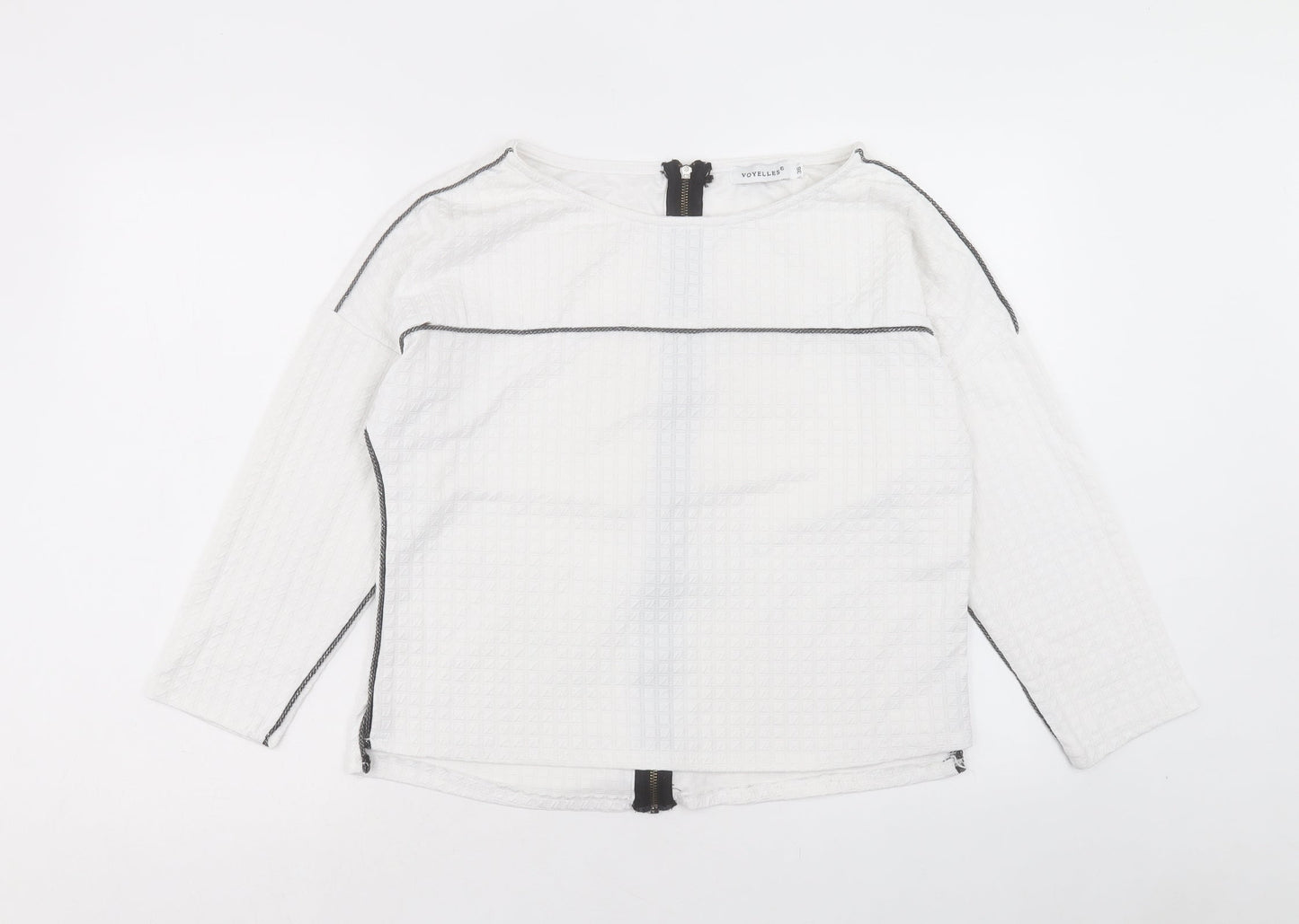 Womens UK Size 8 voyelles White Basic T-Shirt