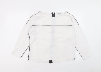 Womens UK Size 8 voyelles White Basic T-Shirt