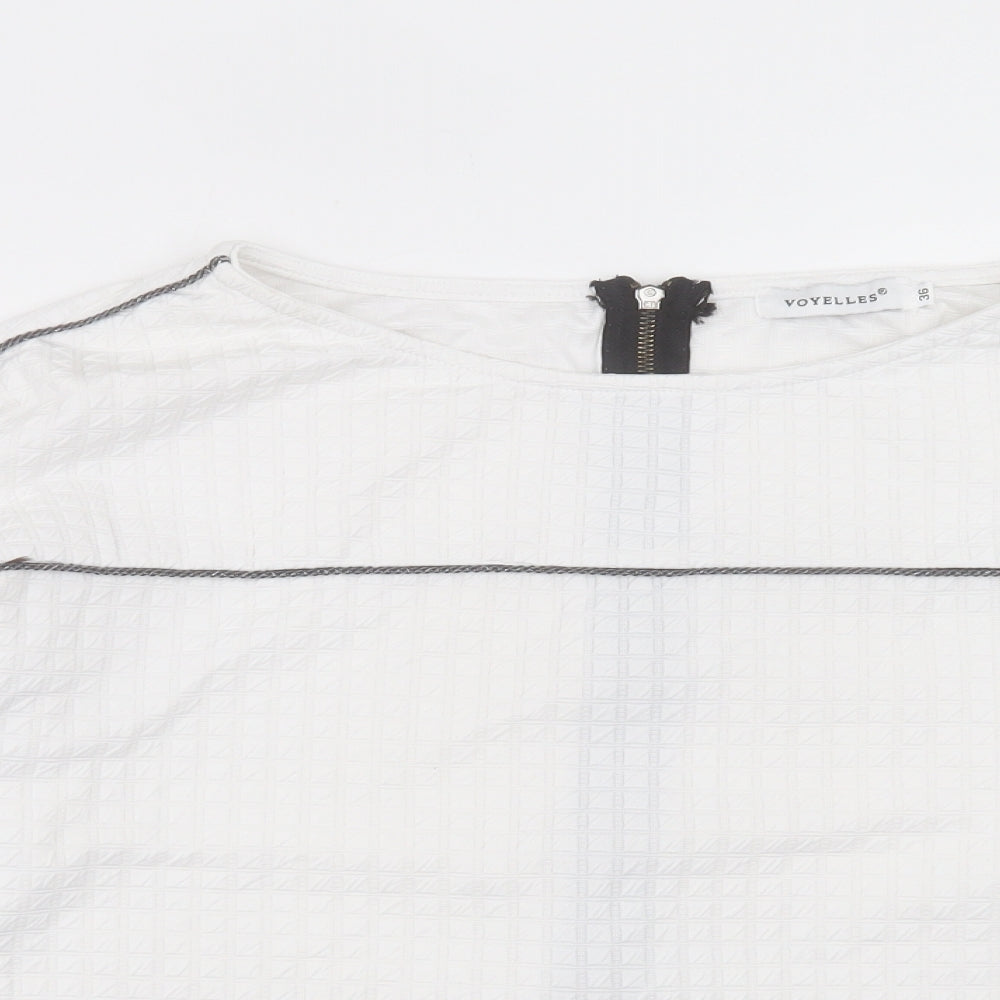 Womens UK Size 8 voyelles White Basic T-Shirt