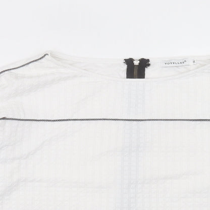 Womens UK Size 8 voyelles White Basic T-Shirt