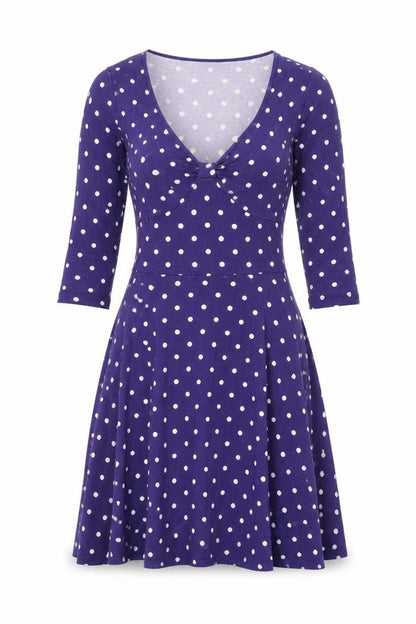 ASOS Womens Purple Polka Dot Viscose A-Line Size 10 V-Neck Pullover