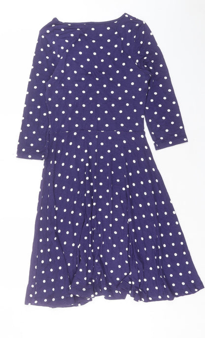 ASOS Womens Purple Polka Dot Viscose A-Line Size 10 V-Neck Pullover