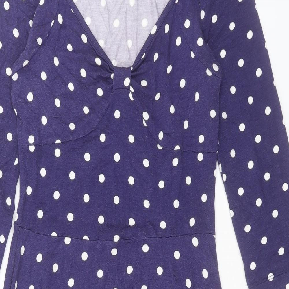 ASOS Womens Purple Polka Dot Viscose A-Line Size 10 V-Neck Pullover