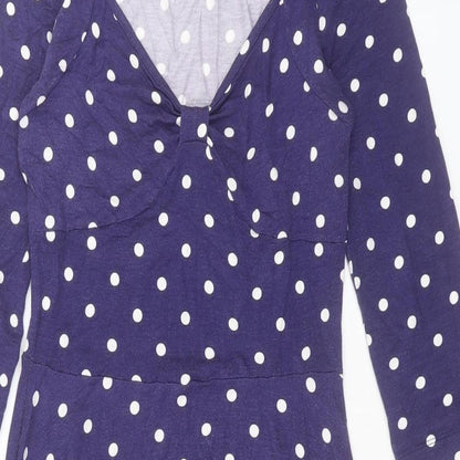ASOS Womens Purple Polka Dot Viscose A-Line Size 10 V-Neck Pullover