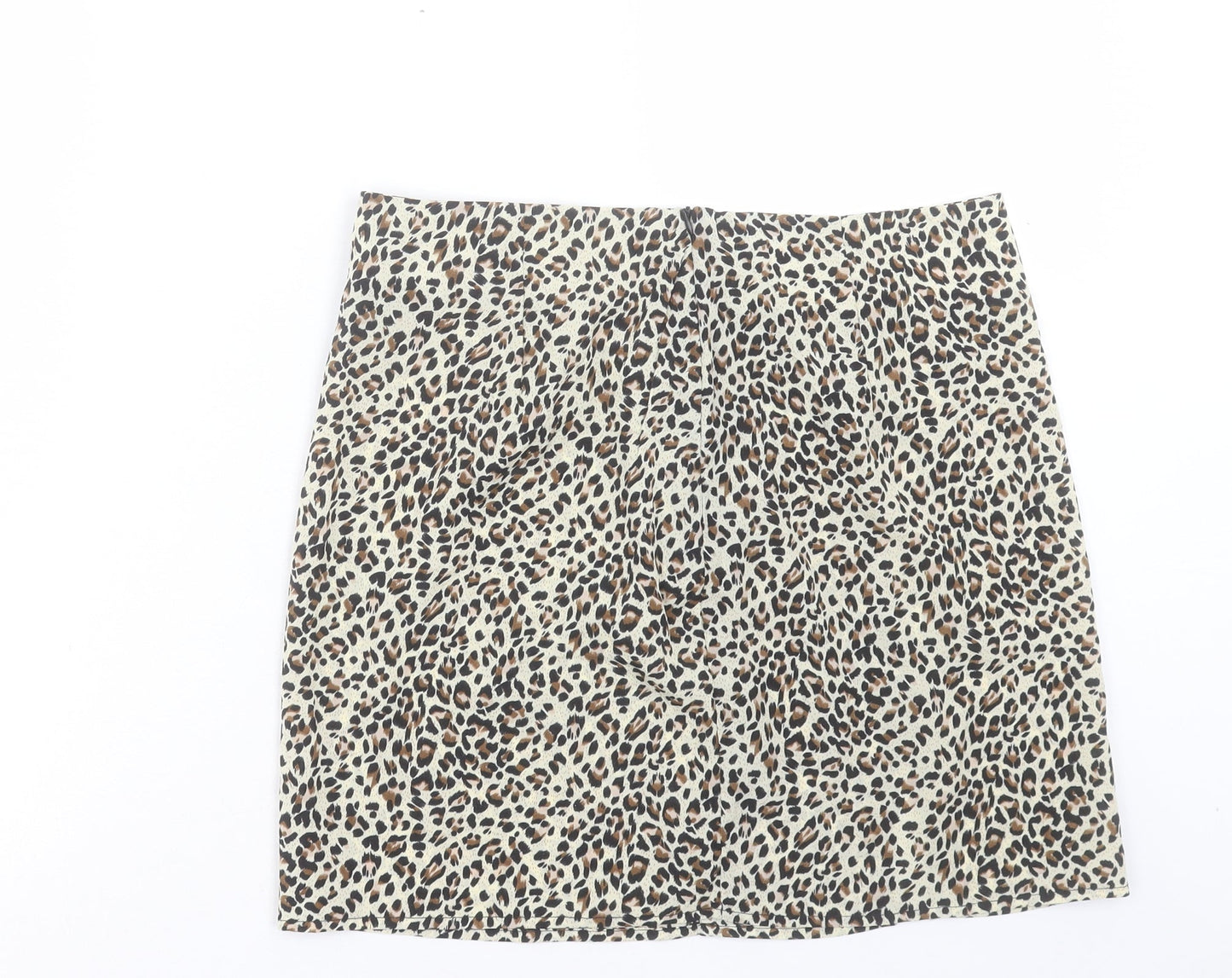 SheIn Womens Brown Animal Print Polyester A-Line Skirt Size L Zip - Leopard Print