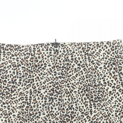 SheIn Womens Brown Animal Print Polyester A-Line Skirt Size L Zip - Leopard Print
