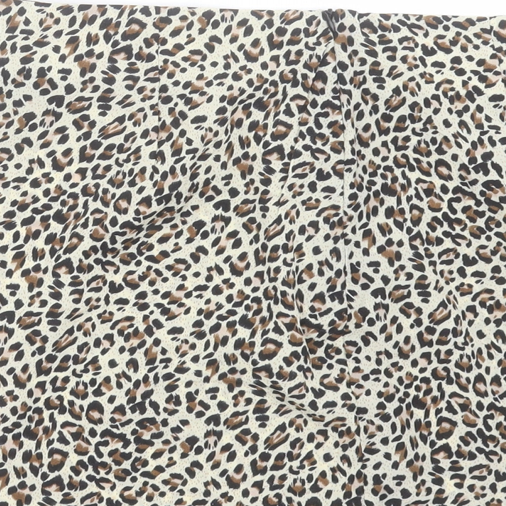 SheIn Womens Brown Animal Print Polyester A-Line Skirt Size L Zip - Leopard Print
