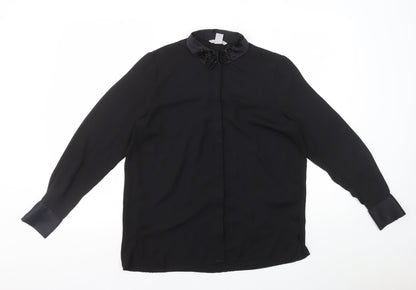 Womens UK Size 8 H&M Black Basic Button-Up