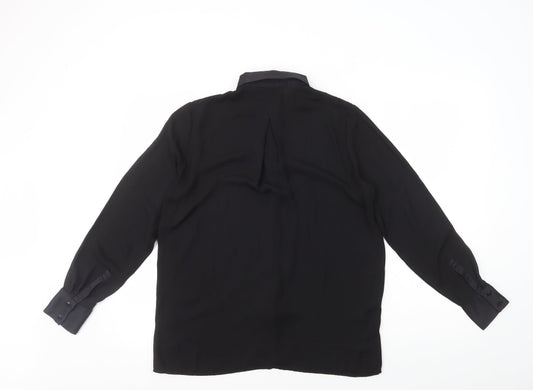 Womens UK Size 8 H&M Black Basic Button-Up