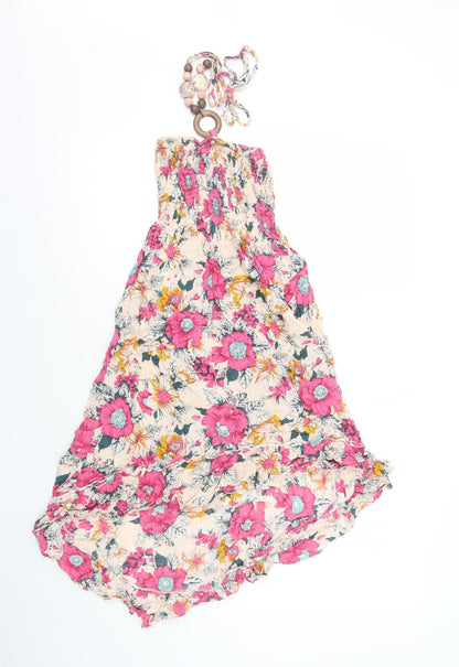 Preworn Womens Multicoloured Floral Polyester A-Line Size 6 Halter Pullover